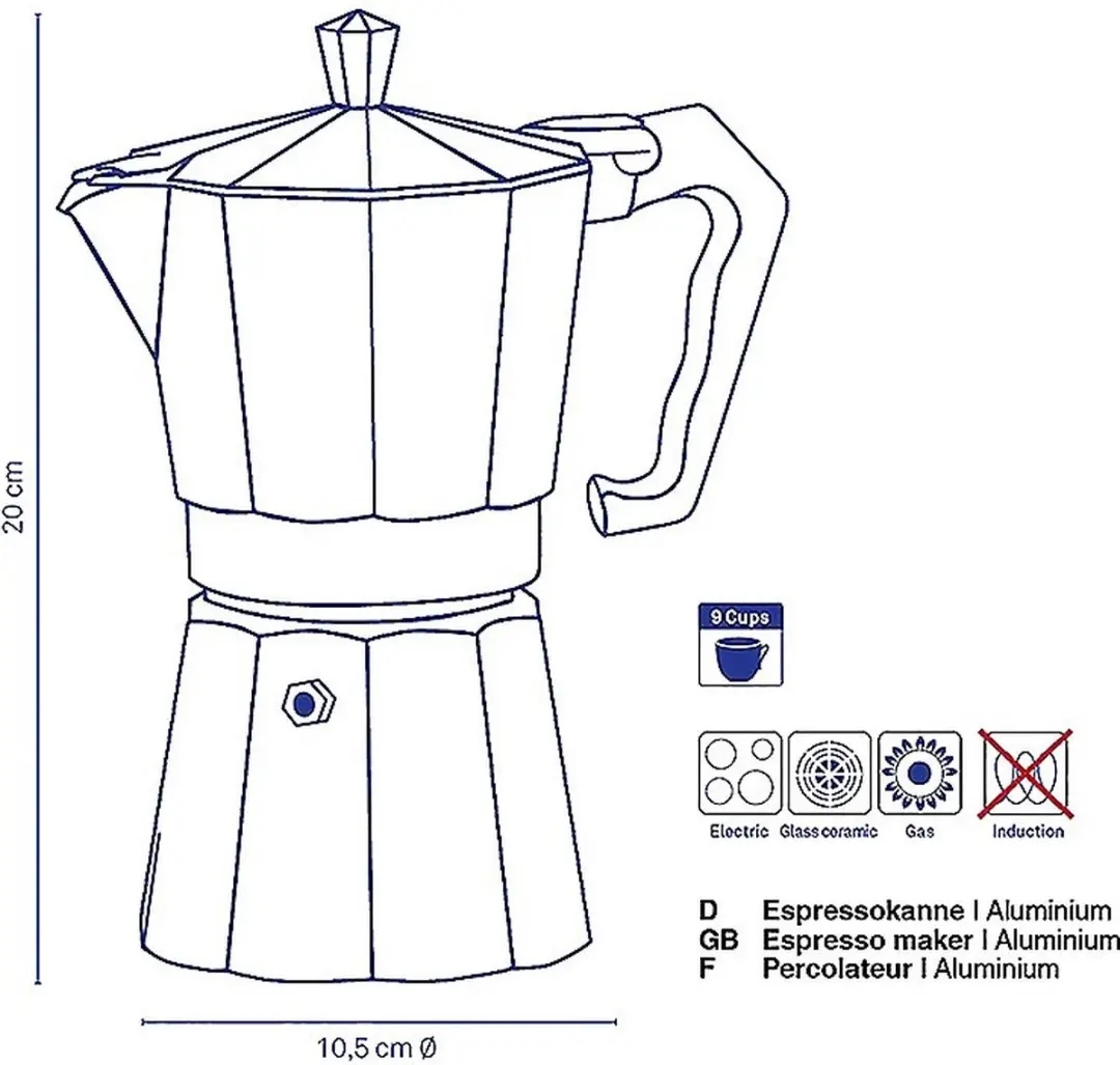 Kela Espressomaker 9-kops 4025457105920 - Zilver