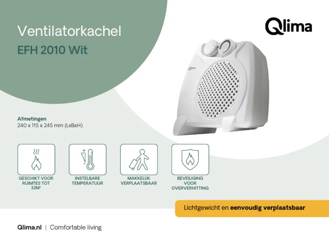 Qlima EFH 2010 Ventilatorverwarming 2000W - Wit