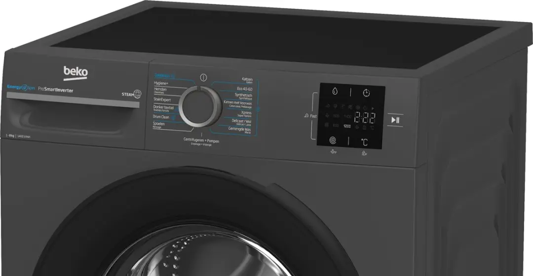 Beko BM3WFT3841A EnergySpin Wasmachine 8 kg - Antraciet