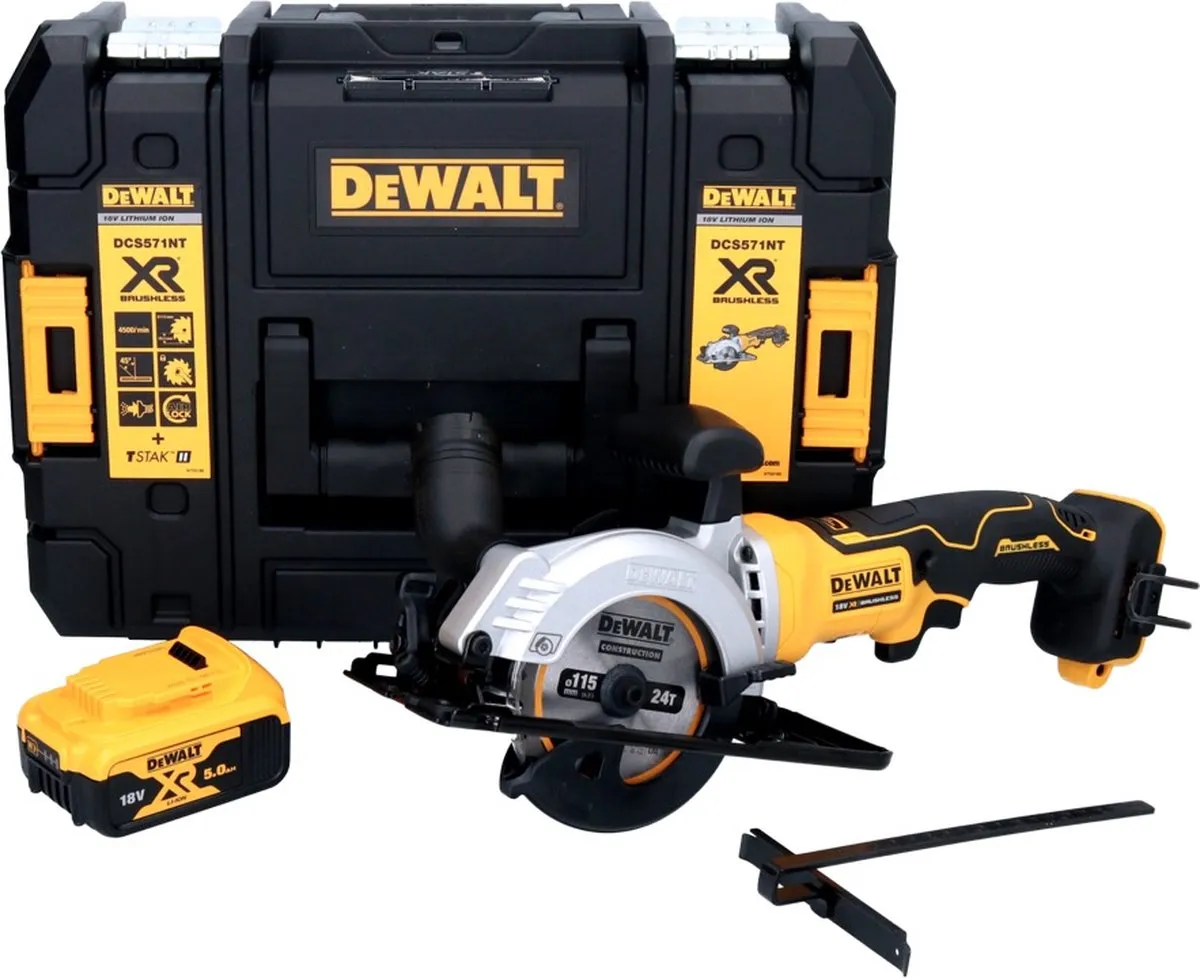 DeWalt DCS 571 Accucirkelzaag 18V 115mm - 5.0Ah - met accu - afbeelding 3 van 5