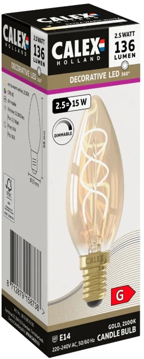 Calex Lichtbron B Kaars Goud - 3,5 cm