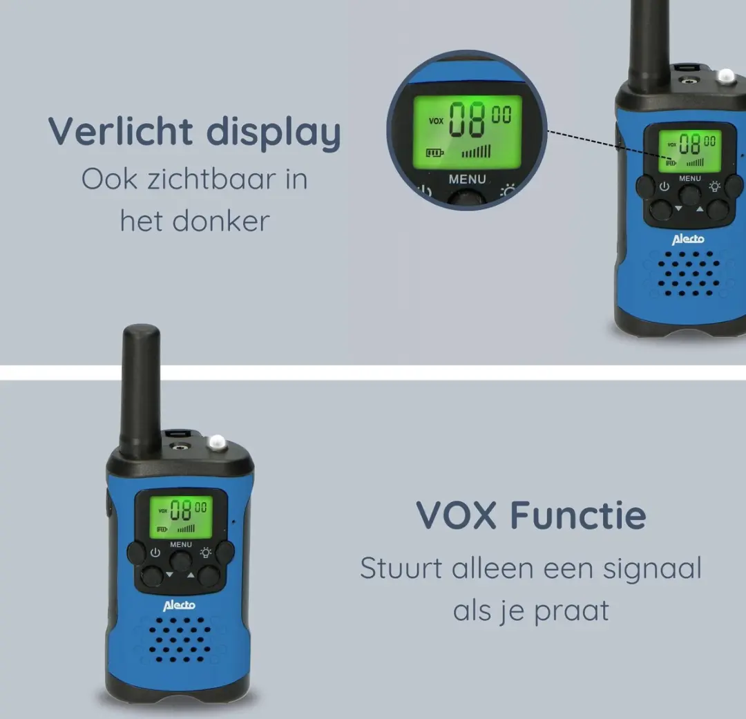 Alecto Walkie Talkie 2x - 7 km Bereik - Blauw
