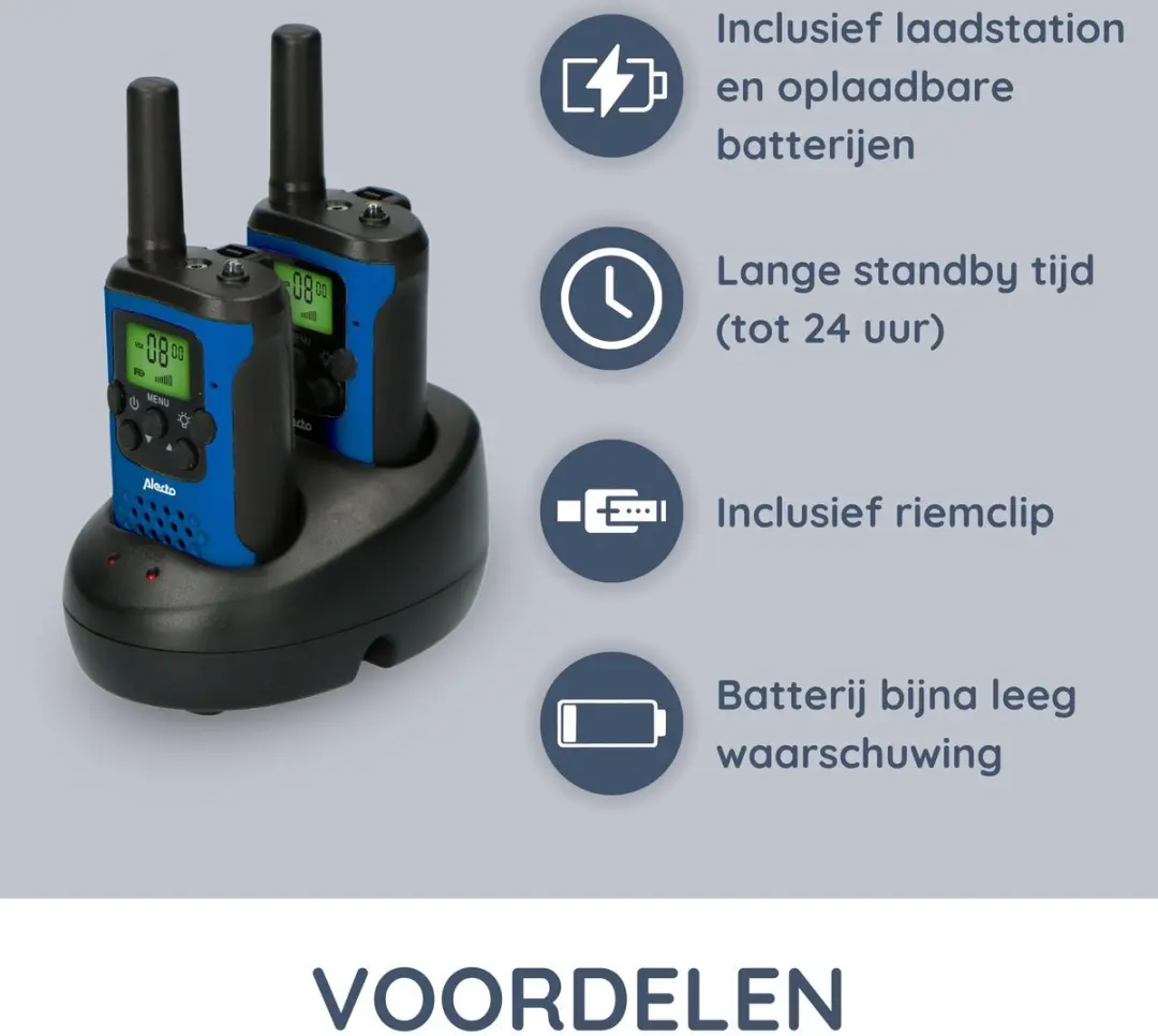 Alecto Walkie Talkie 2x - 7 km Bereik - Blauw