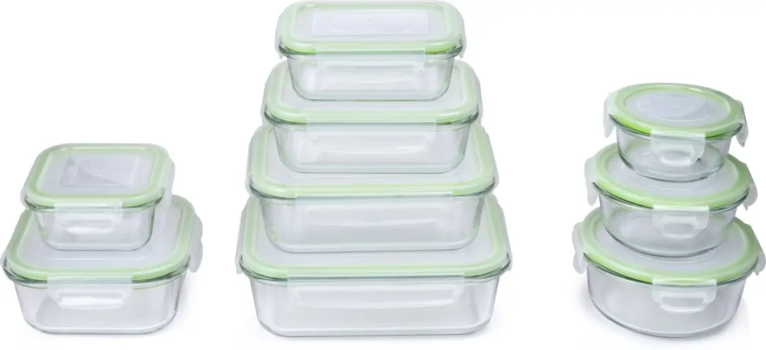 Alpina Vershoudbakjes 18-delig - Glas - 13 Vakken - Groen