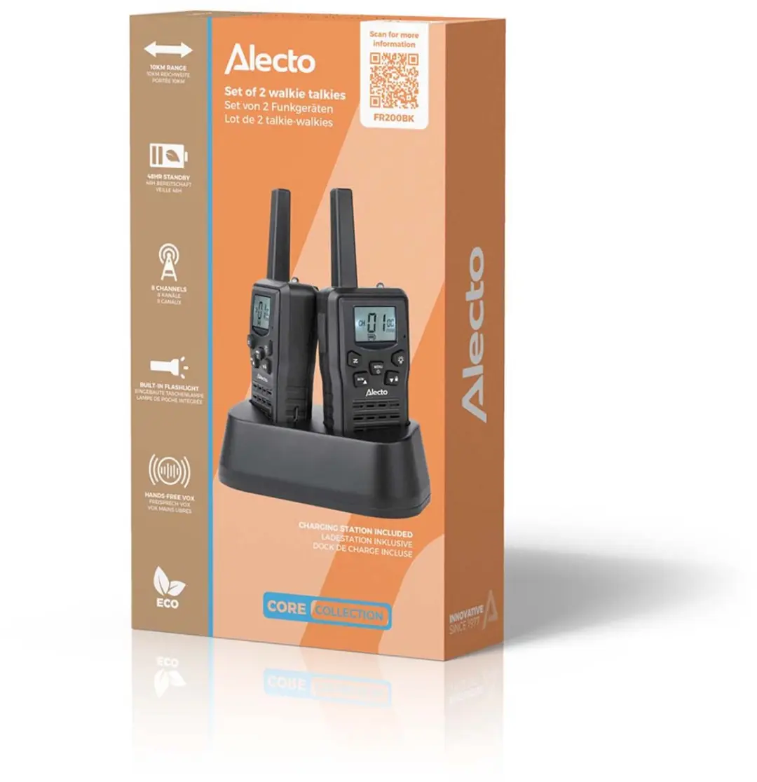 Alecto FR200BK Walkie Talkie Set - 2 Stuks - 10 km Bereik - 8 Kanalen