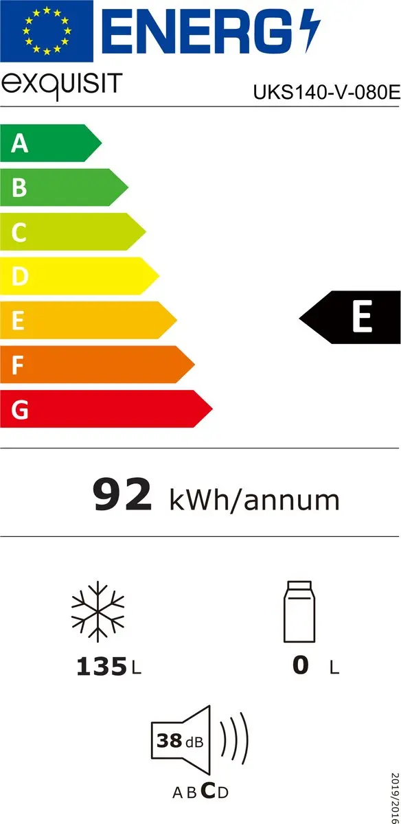 Exquisit UKS140-V-080E Onderbouw Koeler - 135L - Energielabel E
