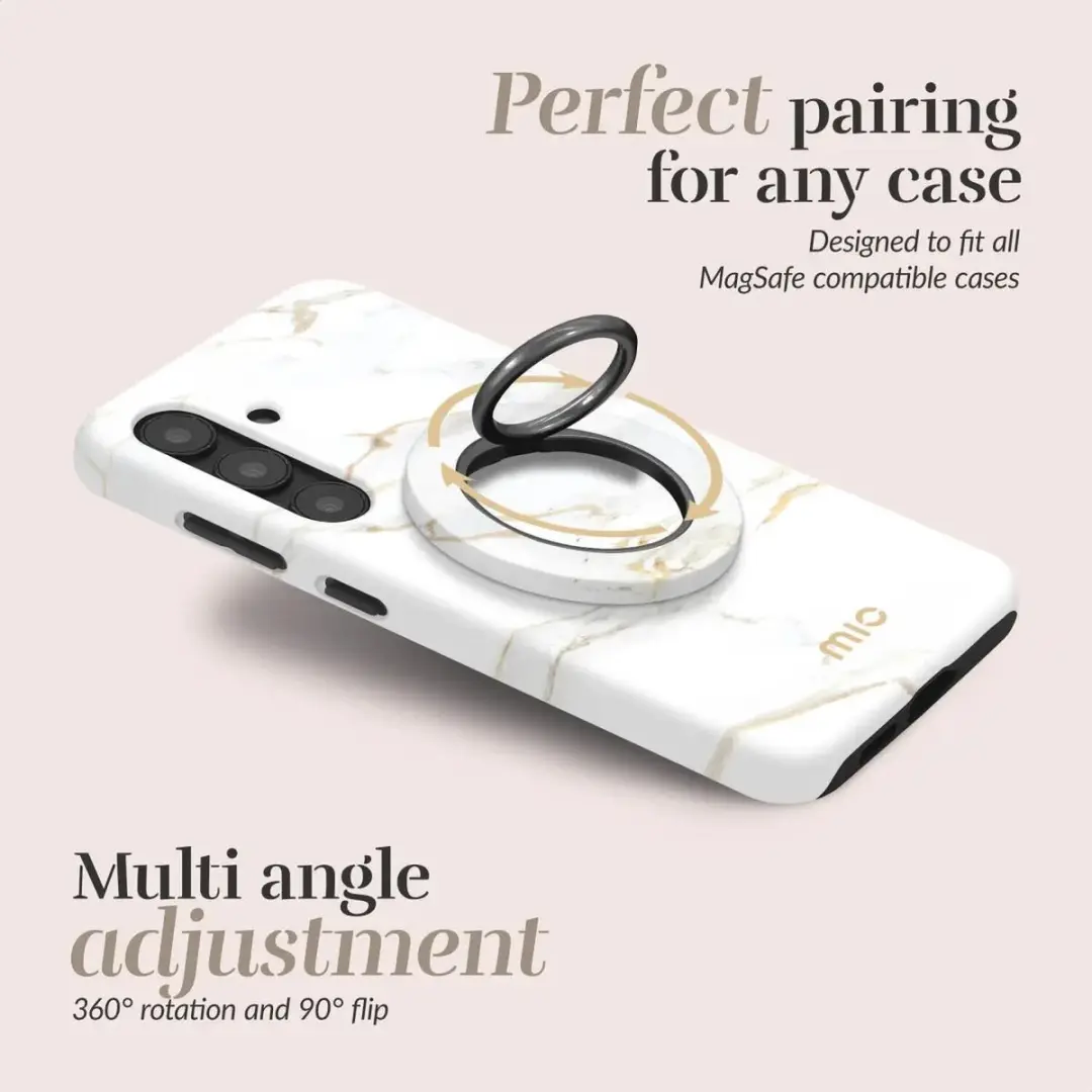 Mio MIOCSRWM Ringhouder MagSafe - Universeel - 360° Draaibaar - White Marble