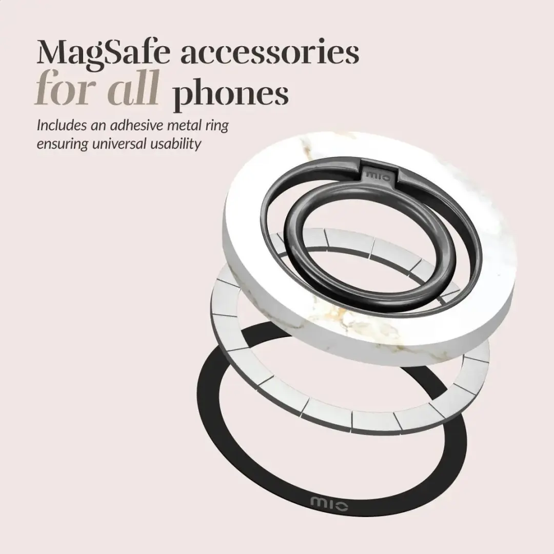 Mio MIOCSRWM Ringhouder MagSafe - Universeel - 360° Draaibaar - White Marble