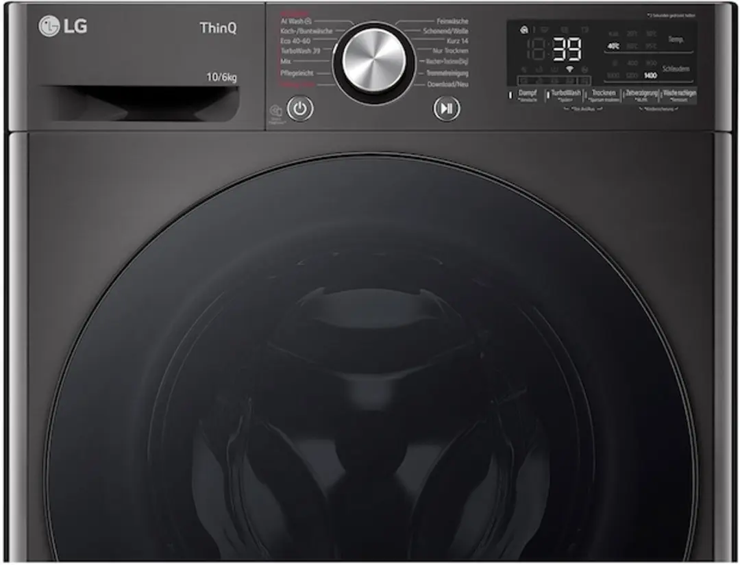 LG W4WR70X6YB Wasdroogcombinatie 10/6 kg - Zwart