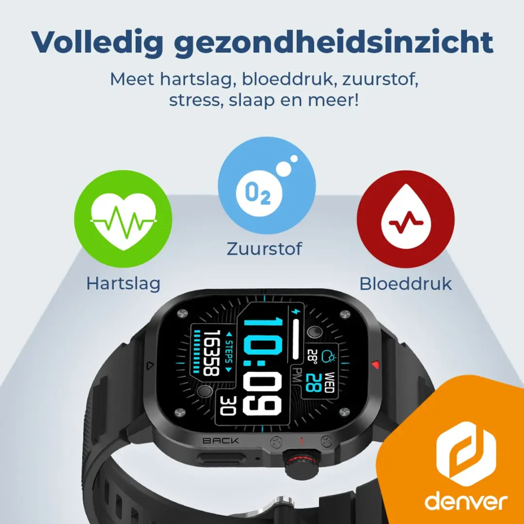 Denver SWC195 Sporthorloge - 100 Sportmodi - 300mAh - Zwart