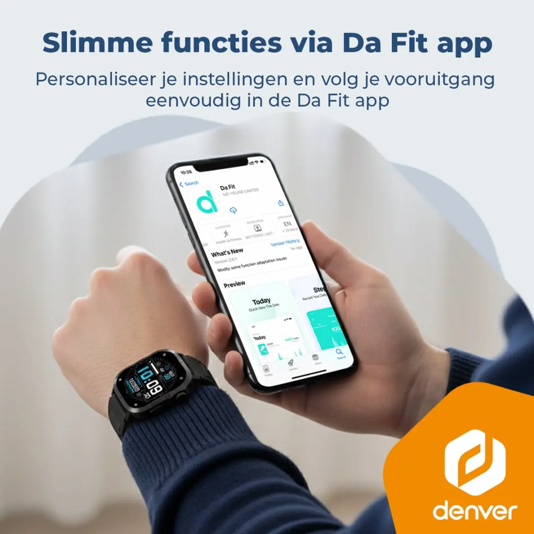 Denver SWC195 Sporthorloge - 100 Sportmodi - 300mAh - Zwart
