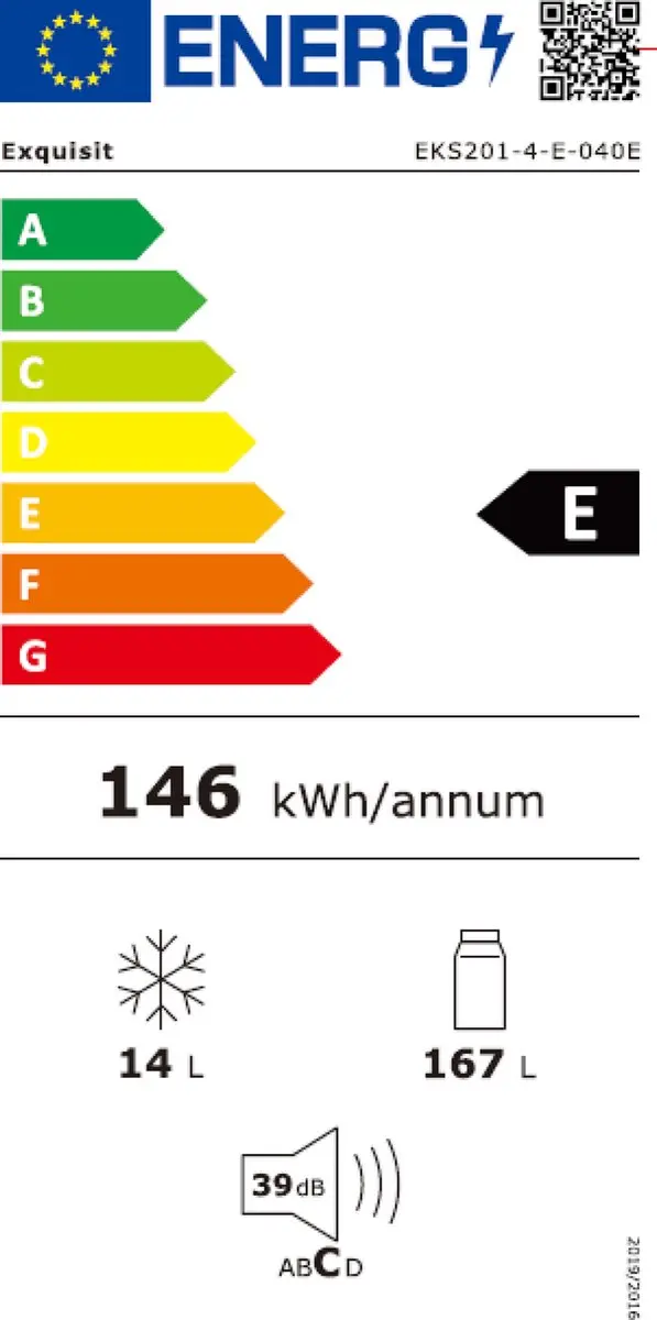 Exquisit EKS201-4-E-040E Inbouw Koelkast 181L - Wit