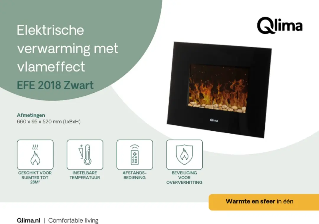 Qlima EFE 2018 Ventilatorkachel 1800W - Zwart