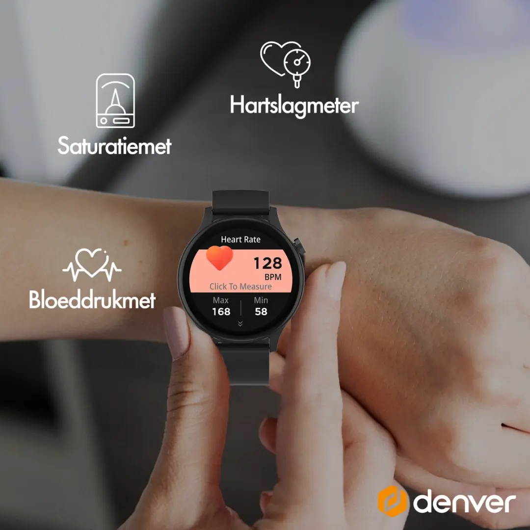 Denver SWC338B Smartwatch - 44mm - Hartslagmeter & Slaapmonitor