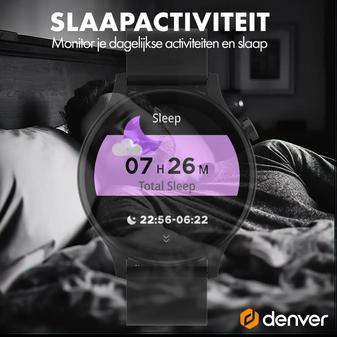 Denver SWC338B Smartwatch - 44mm - Hartslagmeter & Slaapmonitor