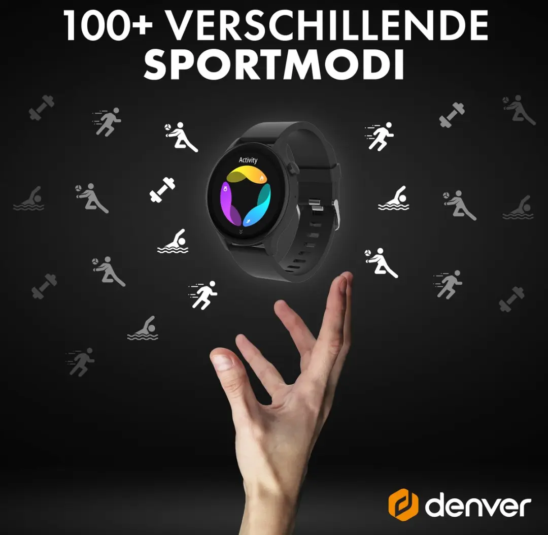 Denver SWC338B Smartwatch - 44mm - Hartslagmeter & Slaapmonitor