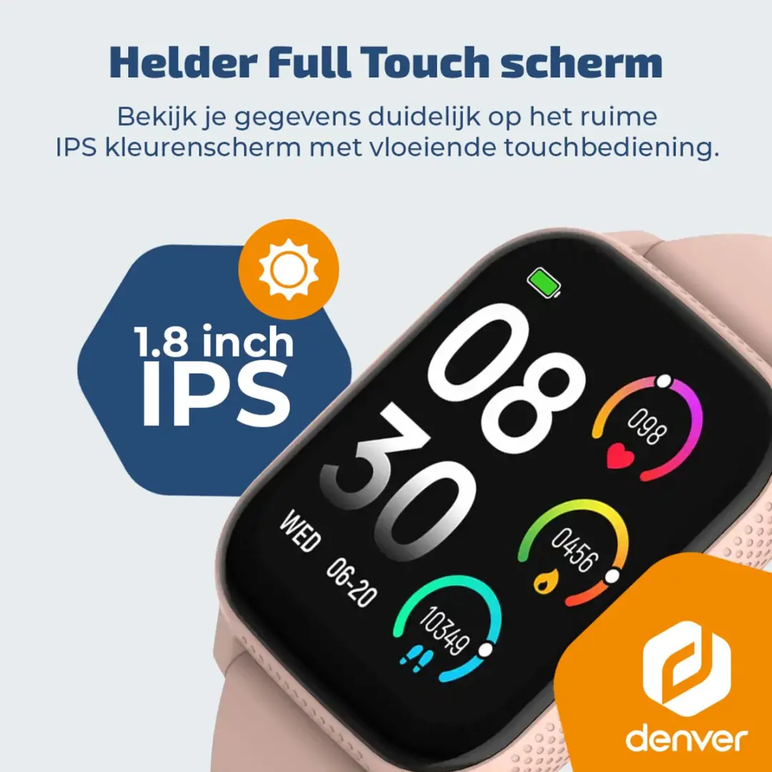 Denver SWC184RO Smartwatch - Roze - 48mm - 260mAh - afbeelding 6 van 6