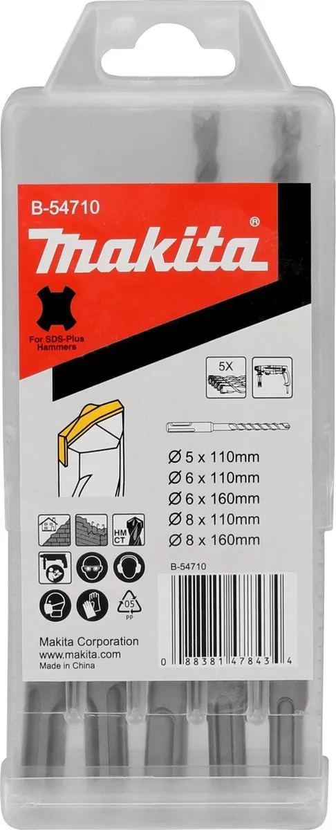 Makita B-54710 SDS+ Borenset 5-delig 5/6/8x110mm + 6/8x160mm
