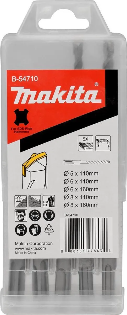 Makita B-54710 SDS+ Borenset 5-delig 5/6/8x110mm + 6/8x160mm