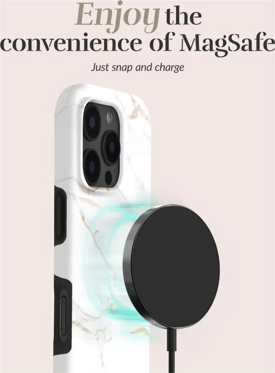 Mio by Mobilize iPhone 16 Hoesje - MagSafe - Wit Marmer