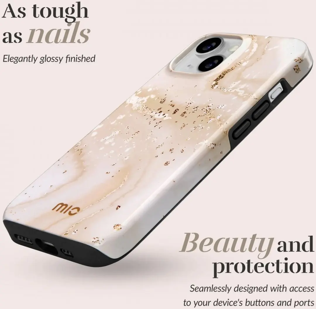 Mio by Mobilize Hoesje iPhone 16 Plus - Gold Marble - MagSafe