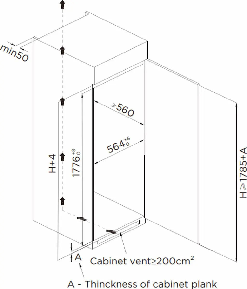 Midea MDRE423FGE01 Inbouwkoelkast 304L - NoFrost - 178cm