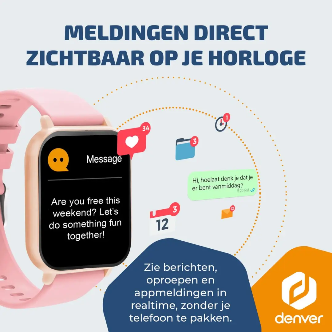 Denver SWC176RO Smartwatch - Roze - 200mAh