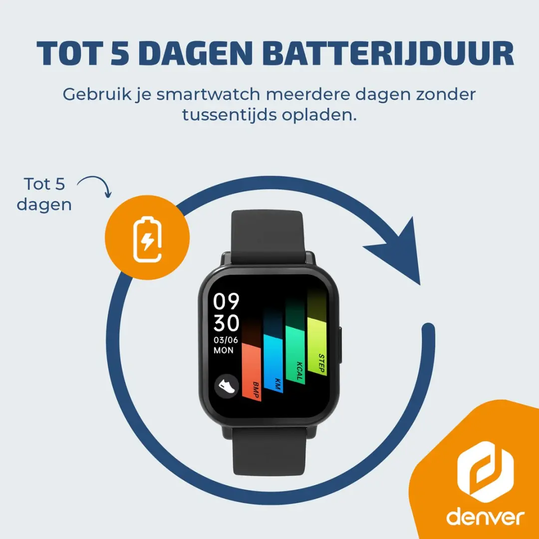 Denver SWC176B Smartwatch - 49mm - 200mAh - Zwart