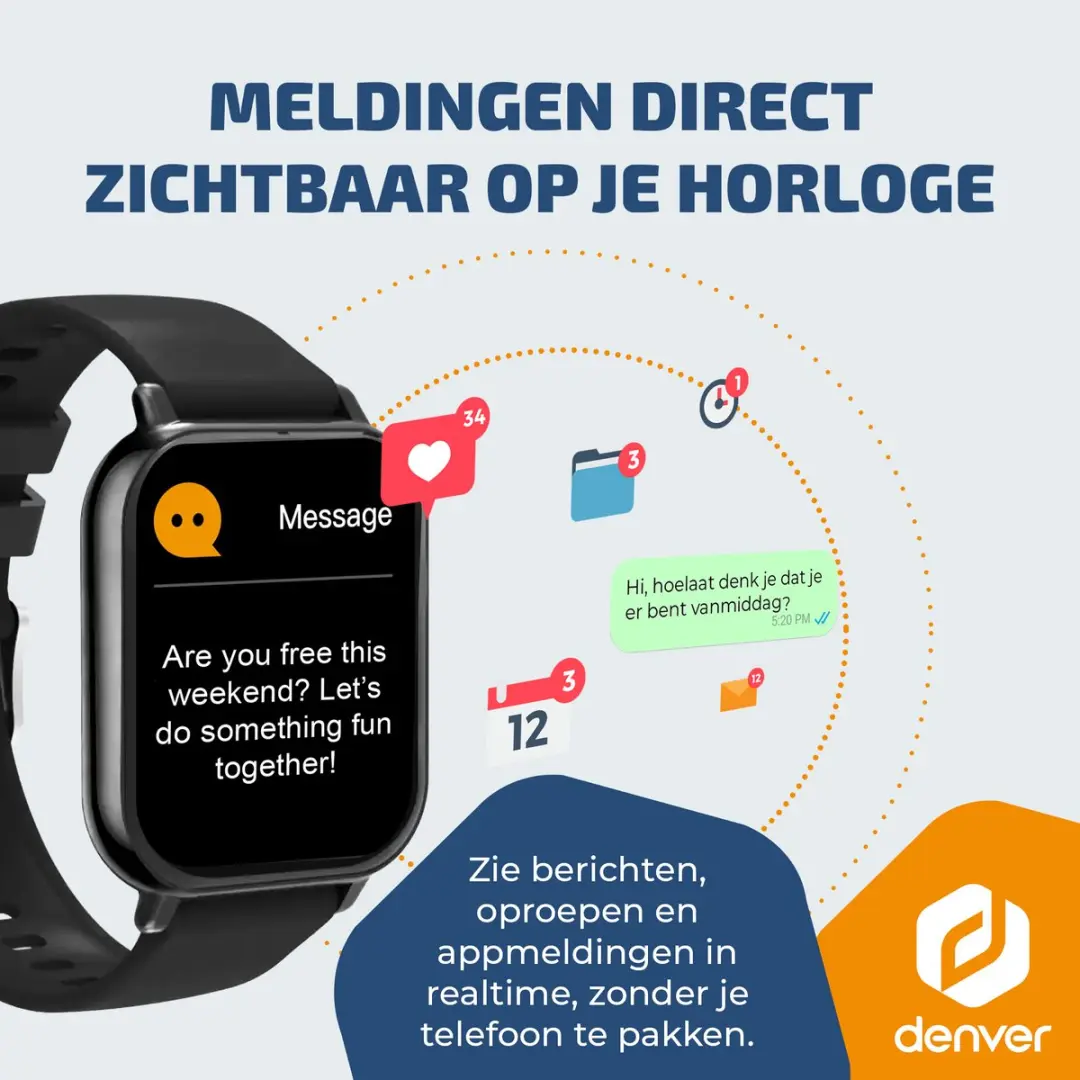 Denver SWC176B Smartwatch - 49mm - 200mAh - Zwart