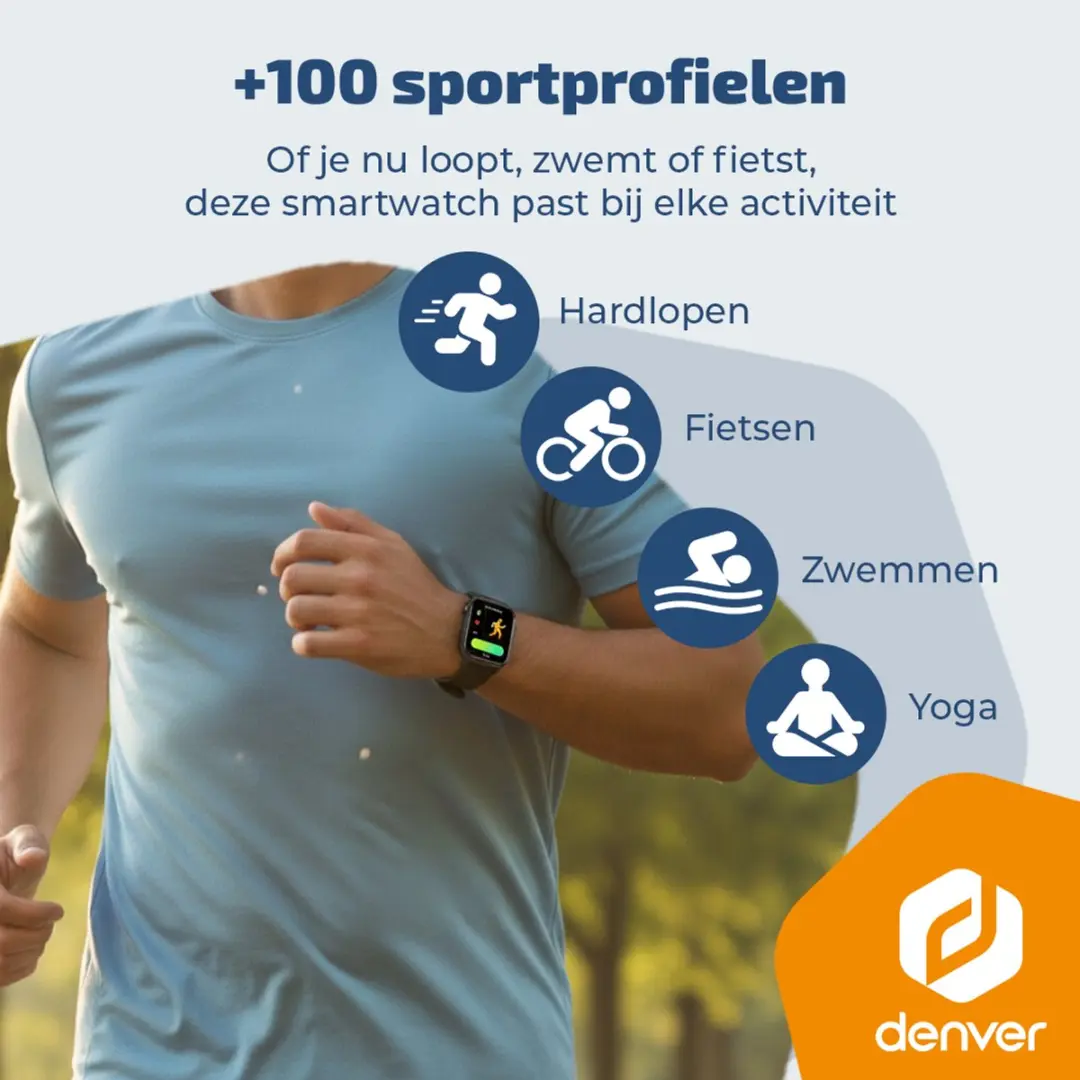 Denver SWG159 Smartwatch - 100 Sportmodi - 1.83" AMOLED - Zwart