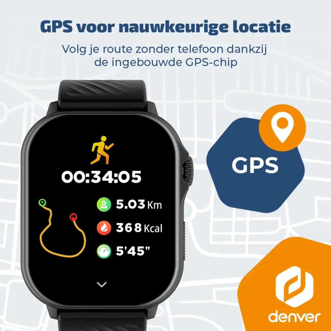 Denver SWG159 Smartwatch - 100 Sportmodi - 1.83" AMOLED - Zwart