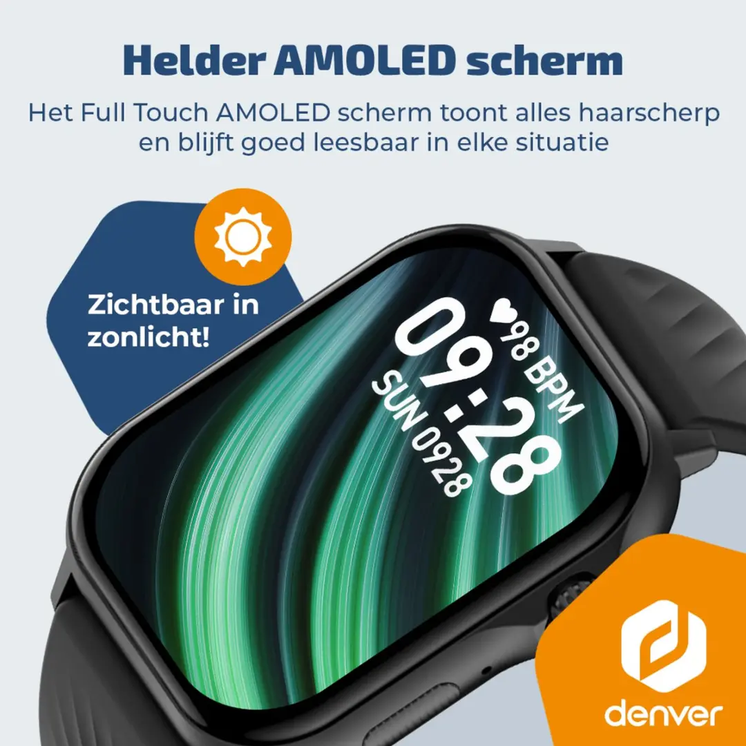 Denver SWG159 Smartwatch - 100 Sportmodi - 1.83" AMOLED - Zwart