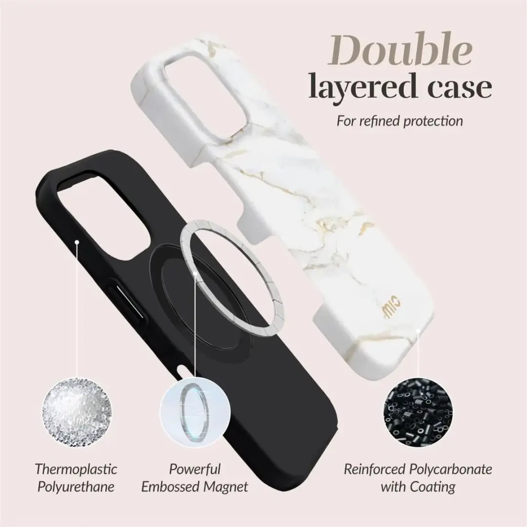 Mio by Mobilize iPhone 15/14/13 Hoesje - Hard Shell - White Marble