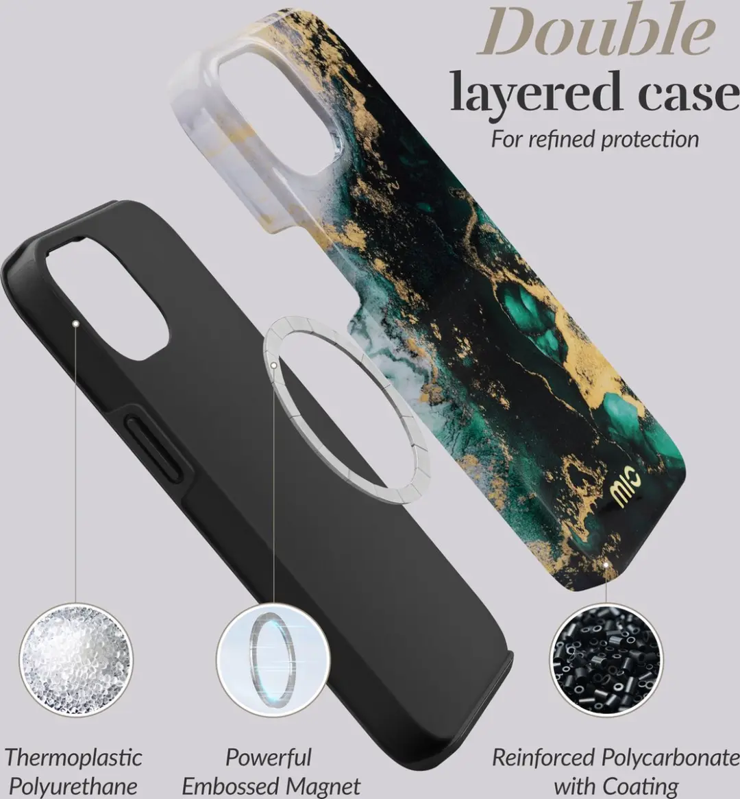 Mio MagSafe iPhone 13 Pro Hoesje - Green Marble