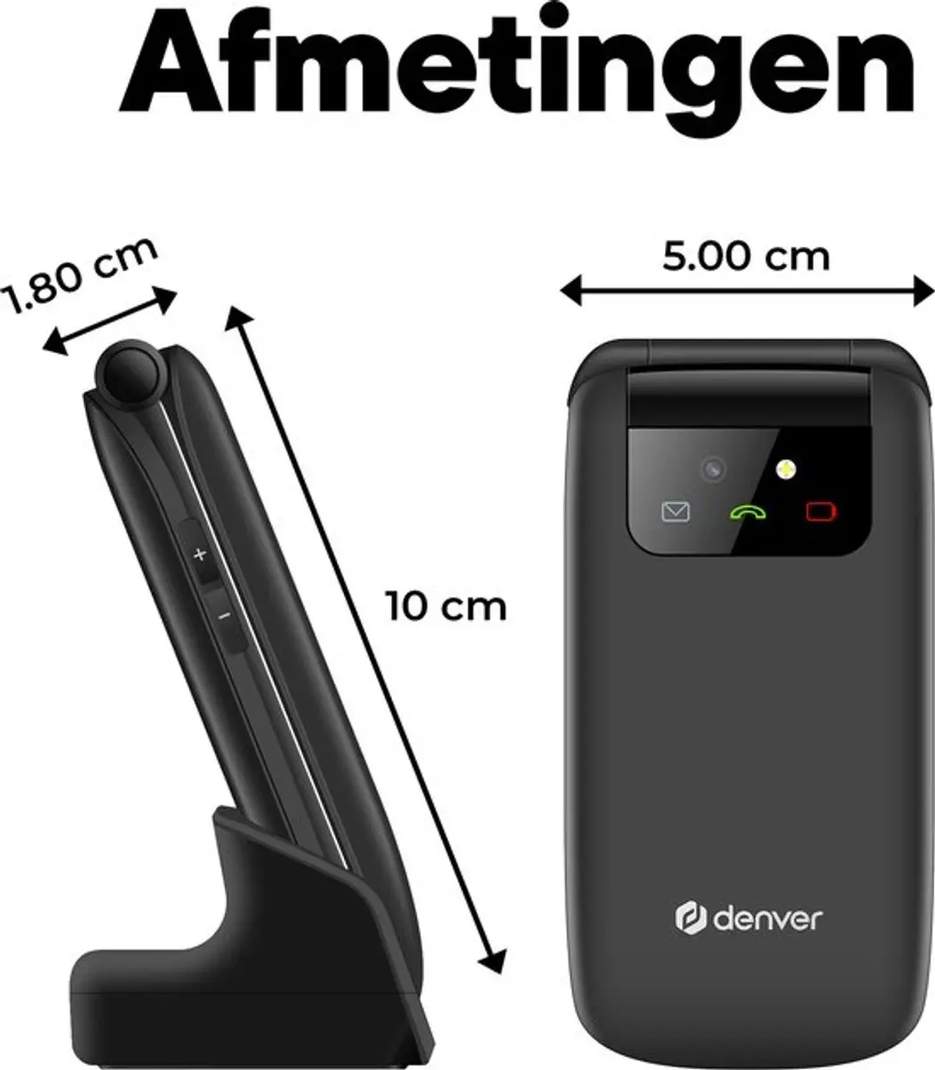 Denver BAS24600L Seniorentelefoon - Klapmodel - Zwart