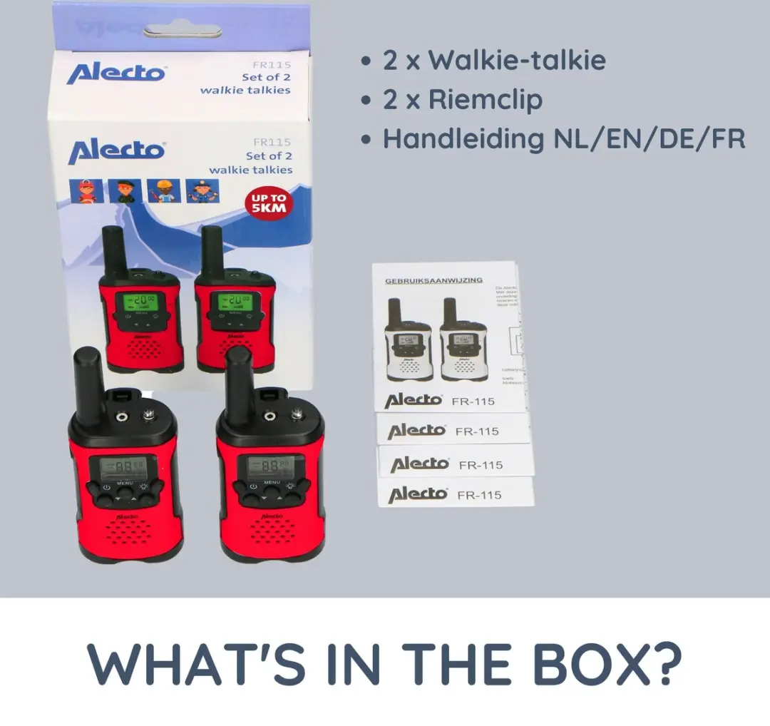 Alecto FR115RD Walkie Talkie Set - 2 Stuks Rood