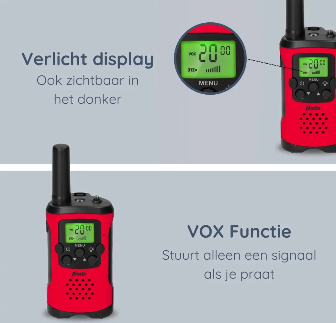 Alecto FR115RD Walkie Talkie Set - 2 Stuks Rood