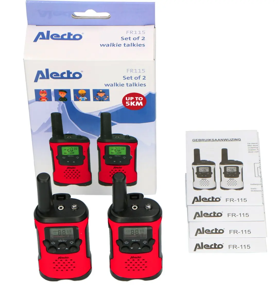 Alecto FR115RD Walkie Talkie Set - 2 Stuks Rood