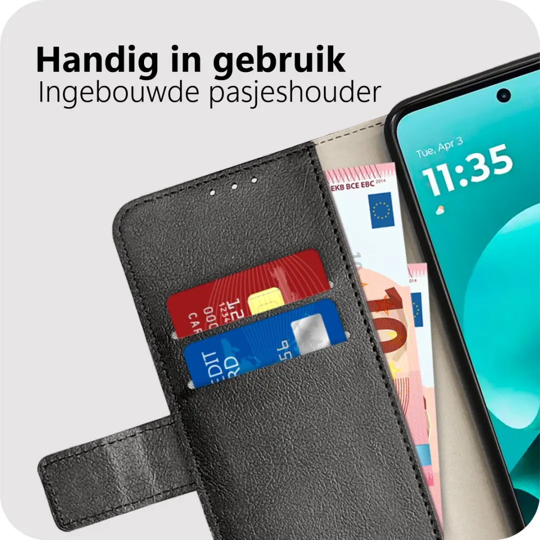 Just in Case Moto G37/G47 Bookcase Classic Hoesje - Zwart - 2 Pasjes - afbeelding 6 van 6