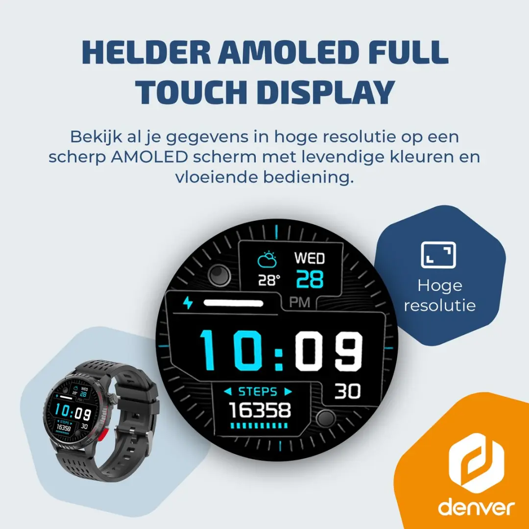 Denver SWG345 Smartwatch - AMOLED 1.83" - 100 Sportmodi - Zwart