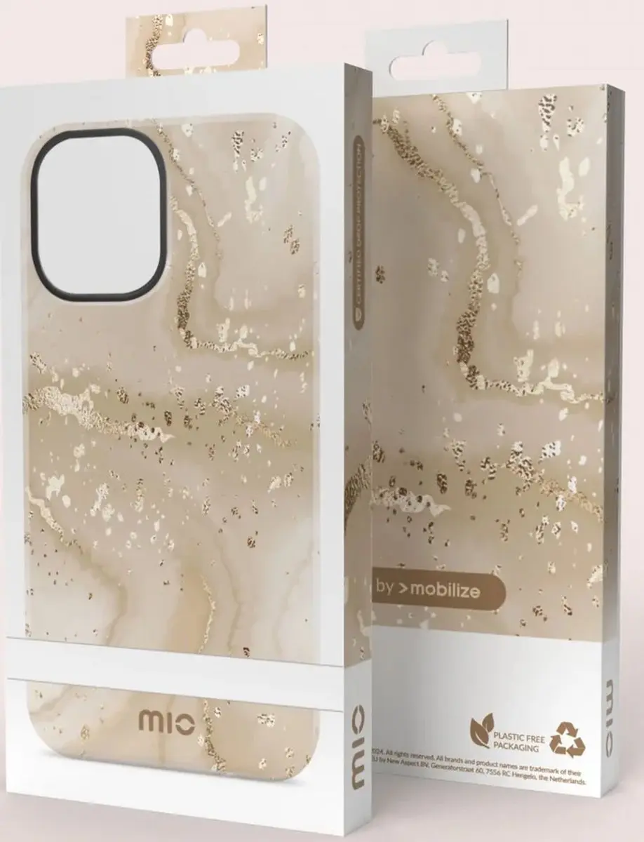 Mio by Mobilize iPhone 16 Hoesje Gold Marble - MIOGOMIPH16