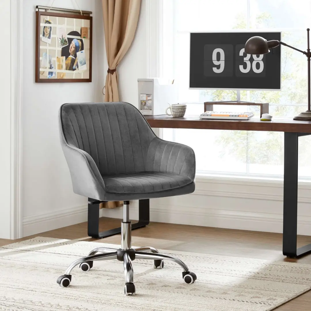 Songmics Bureaustoel OBG012G01 - Grijs Fluweel
