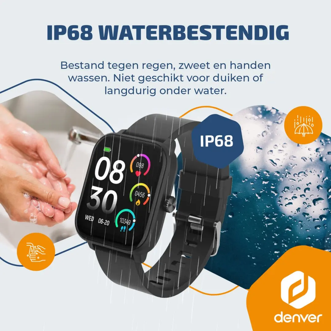 Denver SWG155 Smartwatch - GPS - Hartslagmeter - 100 Sportmodi - Zwart