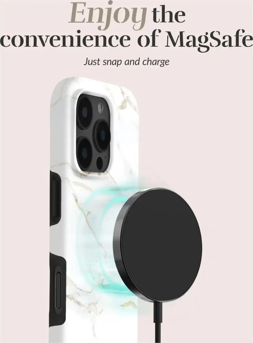 Mio by Mobilize iPhone 16e Hoesje - MagSafe - White Marble