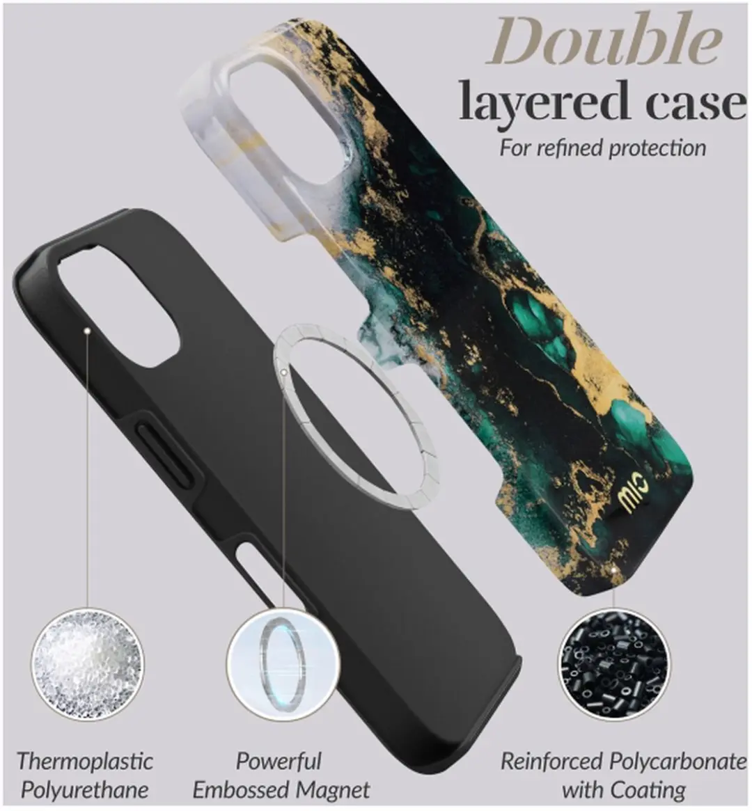 Mio Hoesje iPhone 17 Pro Green Marble - MagSafe