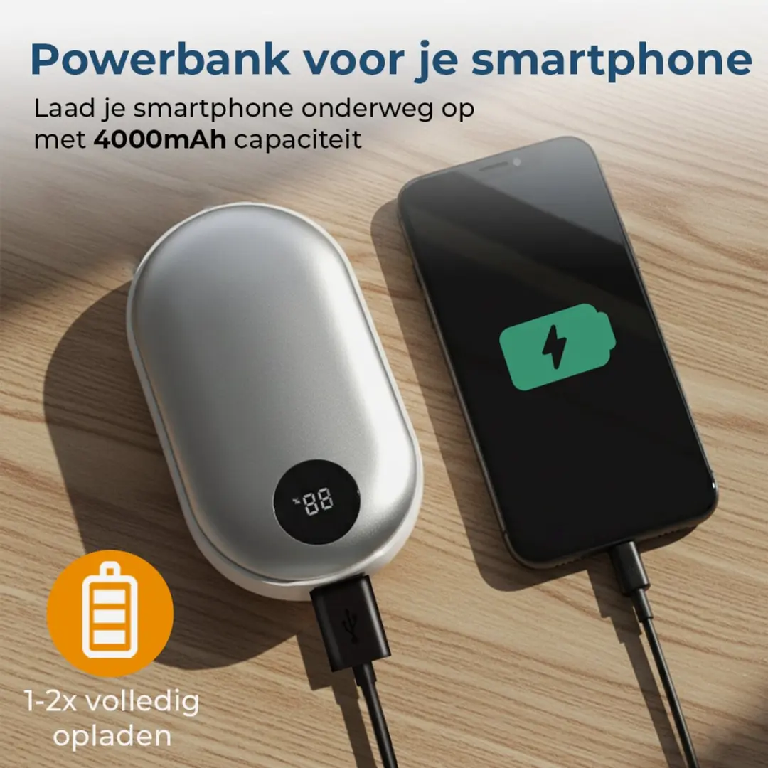 Denver PBH4003S Powerbank 4000mAh - Handwarmer - Zilver