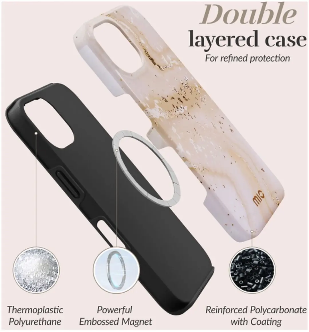 Mio iPhone 17 Pro Hoesje Gold Marble - MagSafe
