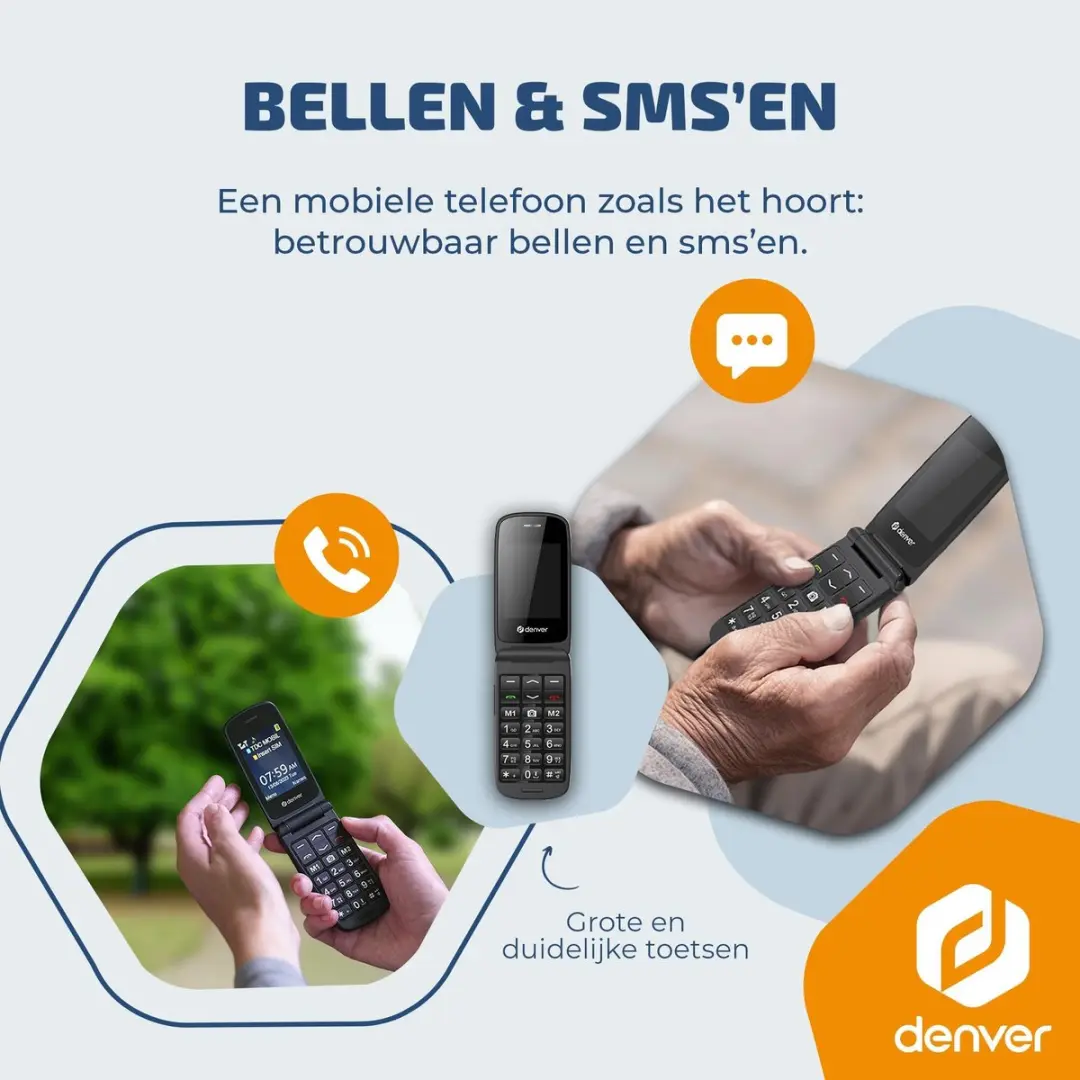 Denver Senioren Telefoon BAS24800L - Grote Toetsen - 2.4" - Zwart