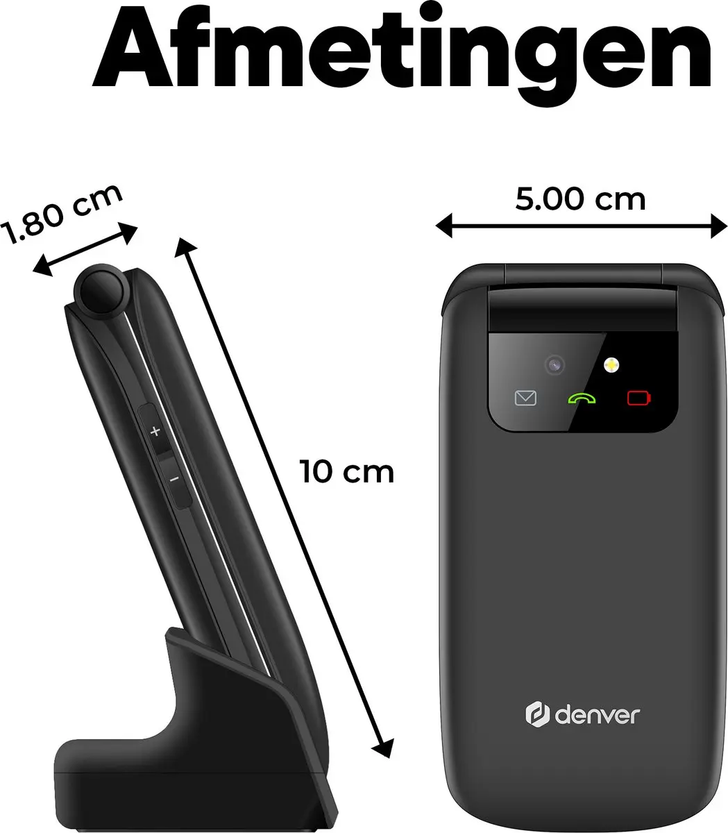Denver Senioren Telefoon BAS24800L - Grote Toetsen - 2.4" - Zwart - afbeelding 6 van 6