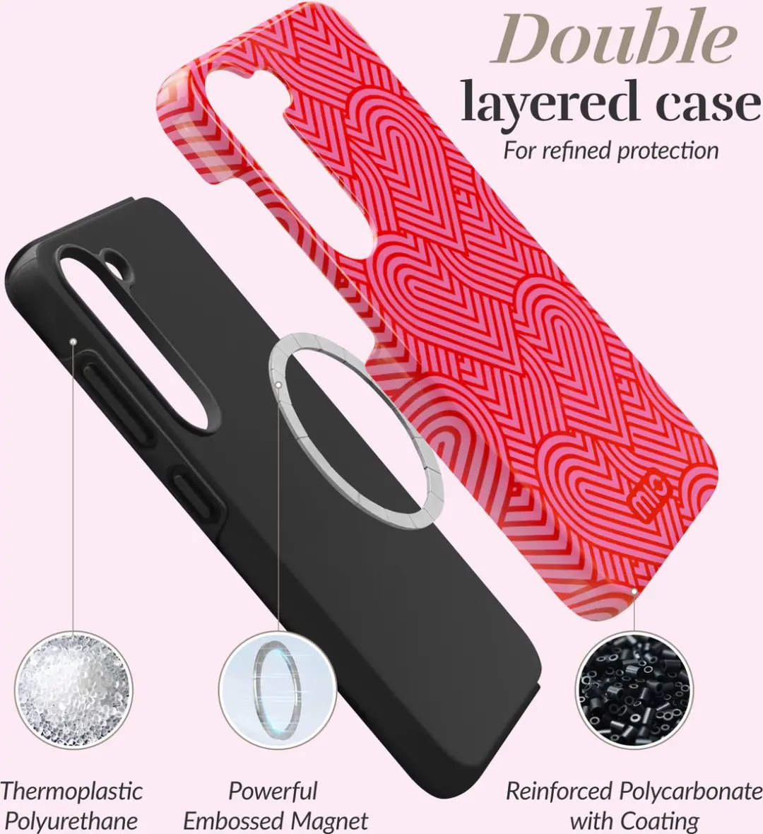 Mio MagSafe Hoesje Samsung Galaxy A34 - Rood/Roze/Print - MIOPHA345G